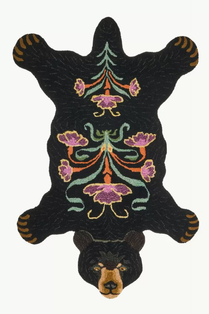 Blooming Black Bear Rug