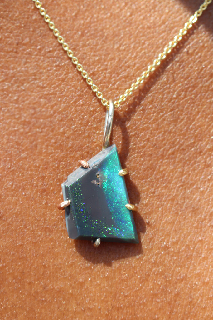 Australian Opal Large Stone Pendant Necklace