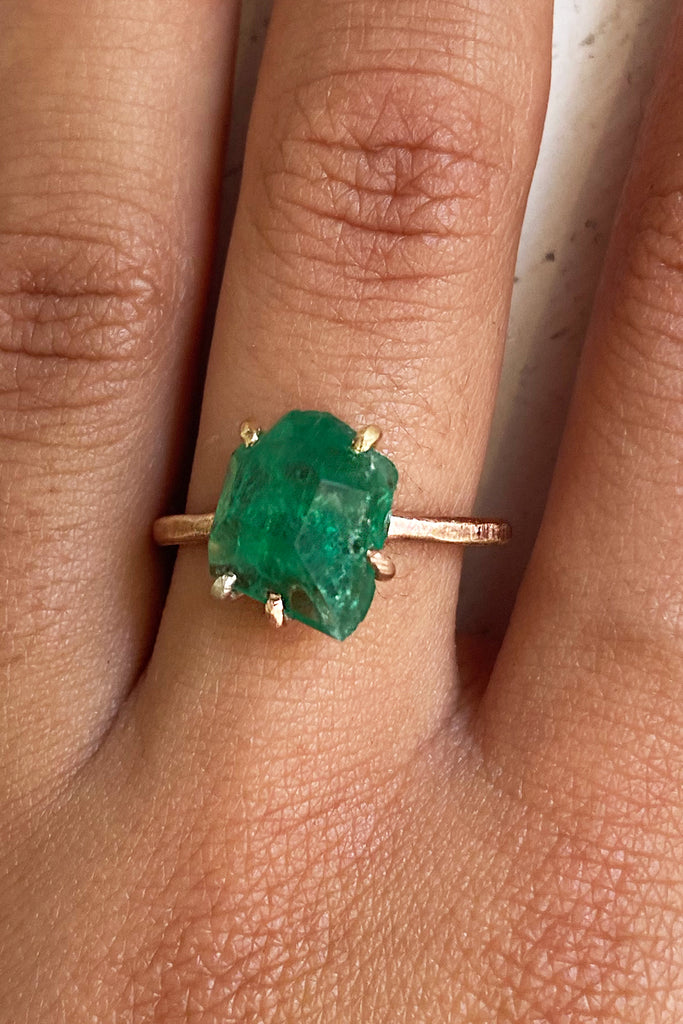 Emerald Medium Opal Rose Gold Ring
