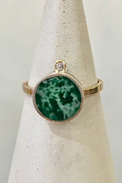 Young In The Mountains Geo Circle Ring in Lucin Variscite