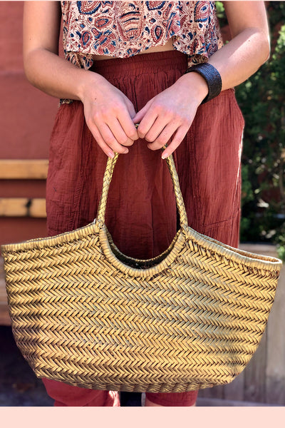 Dragon Diffusion Nantucket Large Woven-leather Basket Bag in Green