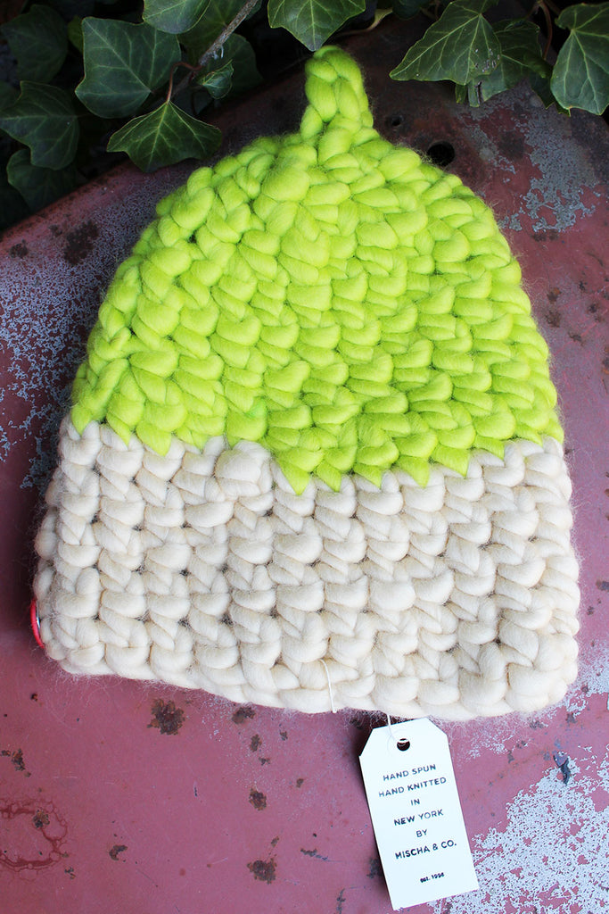 Mischa & Co Knit Lime/Cream Beanie