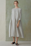 Light Blue Stripe Pleated Dress