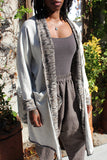 Oatmeal Light Rolled Long Cardigan