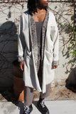 Oatmeal Light Rolled Long Cardigan