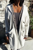 Oatmeal Light Rolled Long Cardigan