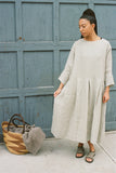 Light Blue Stripe Pleated Dress