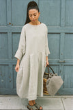 Light Blue Stripe Pleated Dress