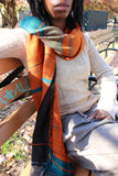 Orange and Blue Roots Medium Shawl