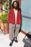 Red CA Knit Cardigan