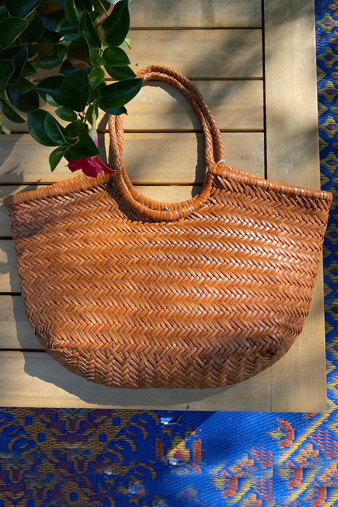Black Nantucket woven-leather basket bag, Dragon Diffusion